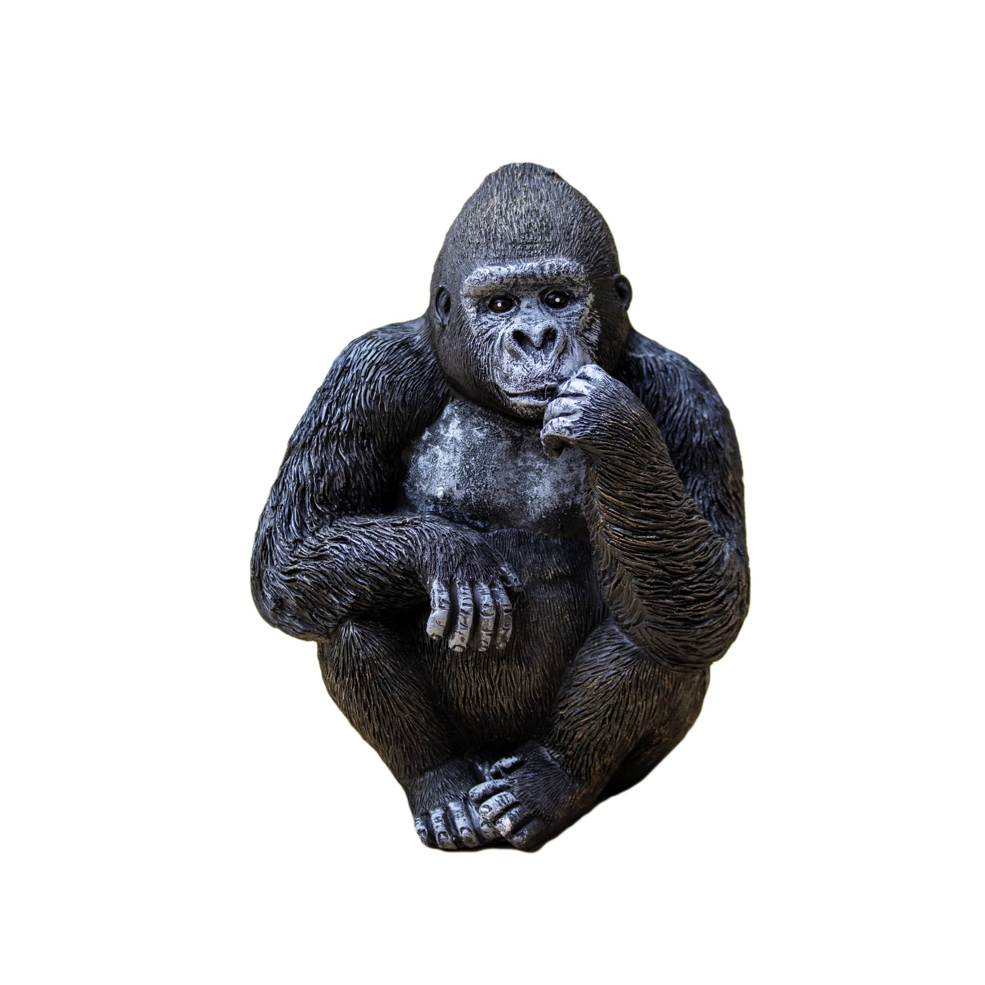 Darthome Black Gorilla Garden Statue 15x20x12cm Resin Great Ape Safari Animal Outdoor Ornament