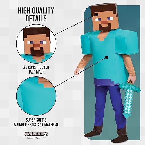 Miniatura 4 de Steve Deluxe - Disfraz de Minecraft, multicolor, grande (10-12)