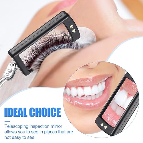 Miniatura 6 de BBTO Espejo de inspección telescópico telescópico con luz LED, herramienta de espejo de inspección flexible para verificar observar piezas pequeñas