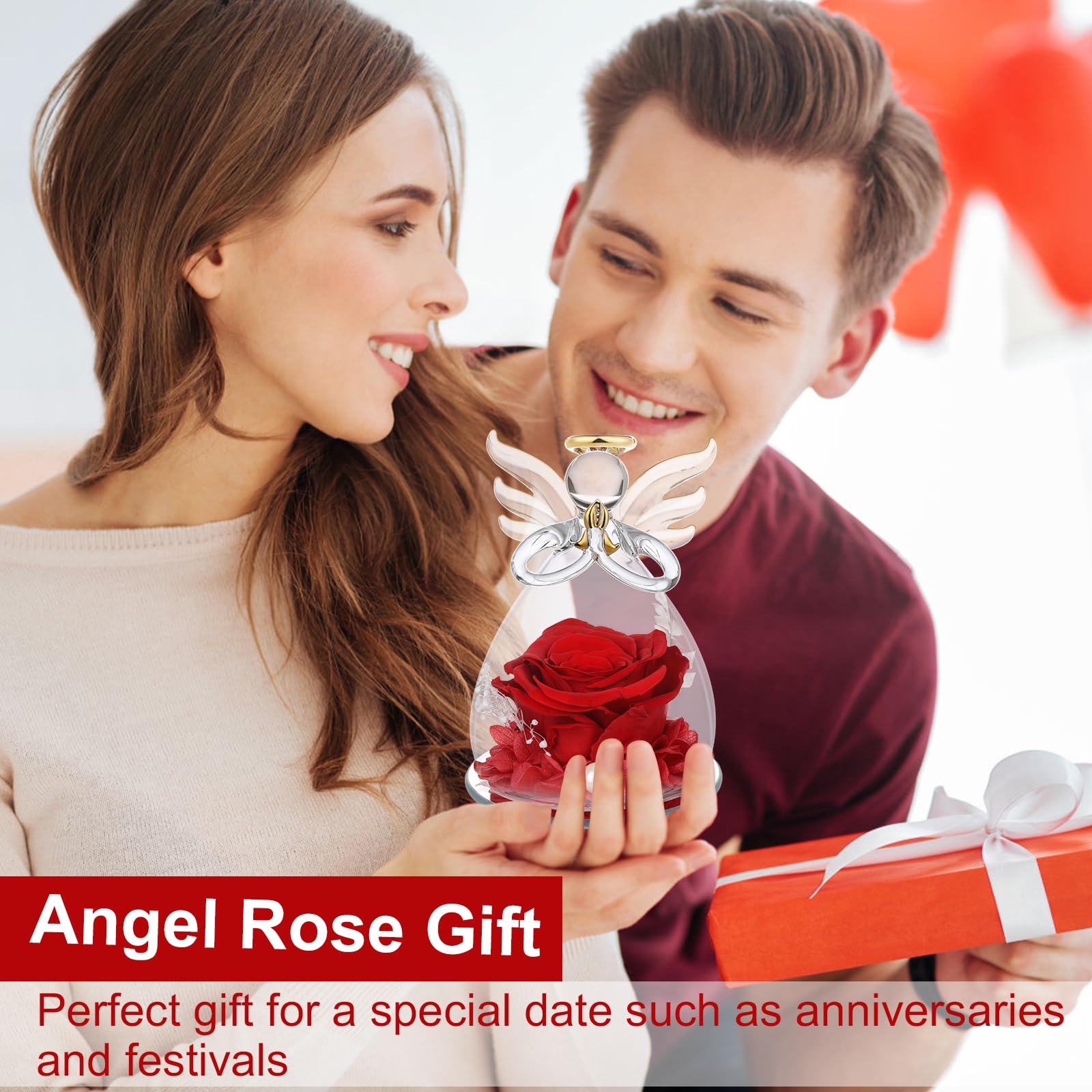 Eeuwige roos in glas met licht, infinity bloemen, geconserveerde rozen als cadeau voor vrouwen, mama, oma, vriendin, voor Valentijnsdag, Moederdag, verjaardag, jubileum, Thanksgiving, hoofddecoratie