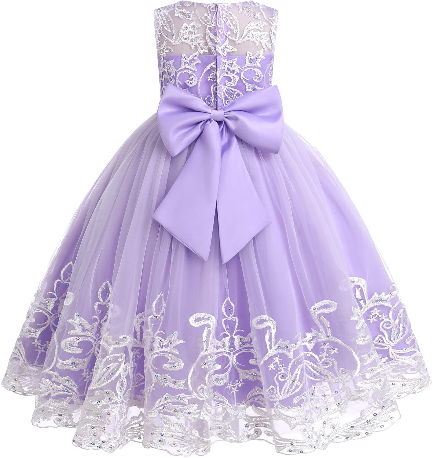 Flower Girls Lace Bridesmaid Dress Kids Wedding Pageant Party Long Prom Formal Ball Gown Princess Puffy Tulle Evening Dress