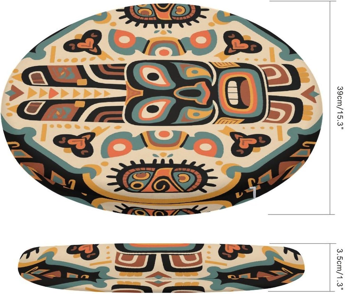 Ethnic Totem Round Cushion Memory Foam Seat Cushions 15In Comfort Meditation Floor Pillow Anti Slip Soft Stool Cushion Chair Pad for Tatami Living Room Yoga