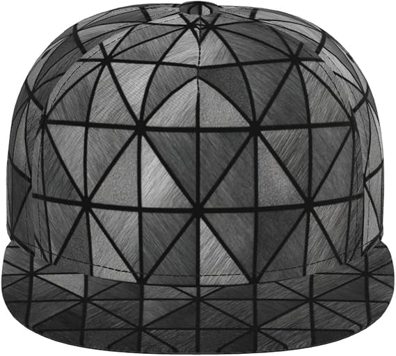Hip Hop Trucker Hat Brushed Metal Triangular Mosaic Pattern Baseball Cap for Summer Outdoor Sport Black