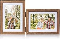 Vista 9 de Marco de Fotos de Madera Doble con Bisagras 5X7 Vertical y Horizontal en Veta de Madera Envejecida Estilo Granja, Muestra 4x6 con Paspartú o 5x7 sin