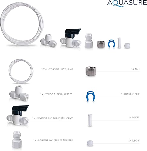 Miniatura 3 de Aquasure Kit de línea de agua para máquina de hielo con válvula de cierre, tubo de grado alimenticio de 25 pies de 14 pulgadas, accesorios de