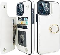Vista 12 de ONETOP Funda tipo cartera para iPhone 13 Pro Max con soporte para tarjetas, anillo de rotación de 360°, función atril, bloqueo RFID, piel sintética