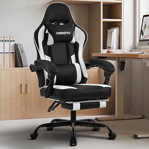 Miniatura 7 de Silla de juegos con reposapiés, sillas reclinables de videojuegos para adultos con soporte lumbar, reposabrazos articulados, silla ergonómica de