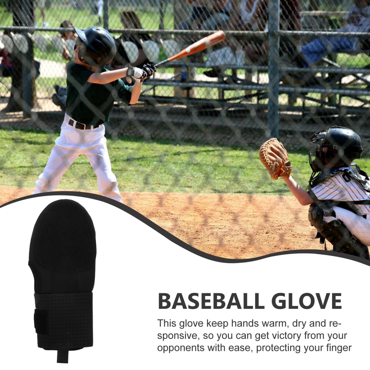 WOONEKY Guante Deslizante para Béisbol Adulto Izquierdo, Diseño de Dedos Descubiertos, Color Negro, Material Resistente Antidesgaste, Protección para Mano Deportiva, Uso en Softbol