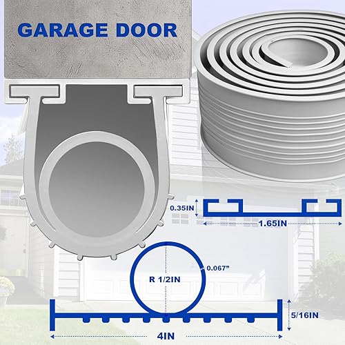 Miniatura 10 de Kit de sellos de goma para puerta de garaje, repuesto de tira de sellado, universal resistente a la intemperie, extremos en T de 516 pulgadas, 3 34