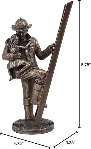 Miniatura 5 de Ebros Men of Duty - Figura decorativa de escritorio de bomberos, héroe salvador de niños, descendente de escalera, hechos heroicos, escritorio,