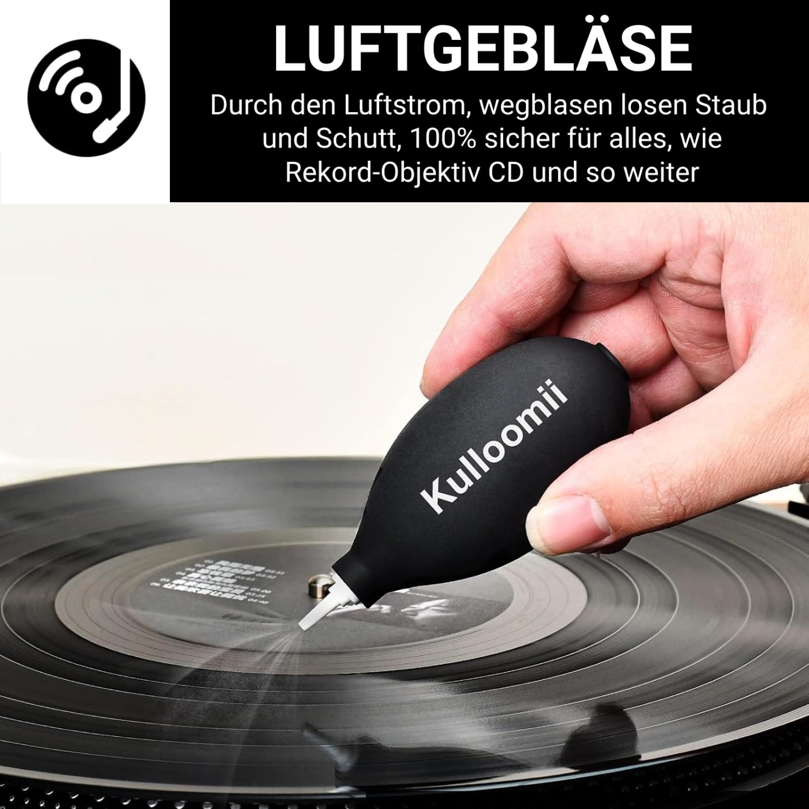 7-teiliges Reinigungsset für Schallplatten, weiche Samtbürste, Mikrofaserbürste, antistatische Flüssigkeit, Etikettenschutz, Luftgebläse, Stylusbürste