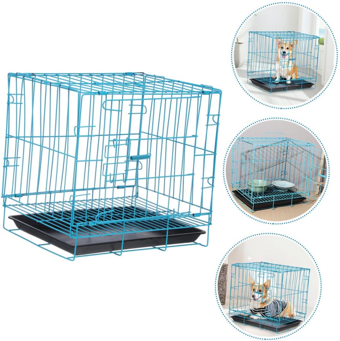 Abaodam Portable Cat Carrier Cage for Pets Wire Breeding Cage Removable Tray for Travel Use