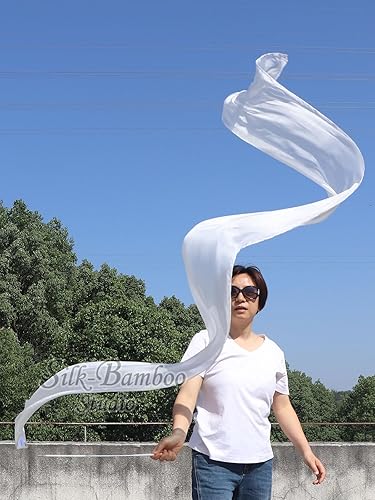 Miniatura 5 de Winged Sirenny 1 cinta de seda fluida pintada a mano de 98 pulgadas con varillas, alabanza litúrgica de la iglesia, adoración de adoración y danza