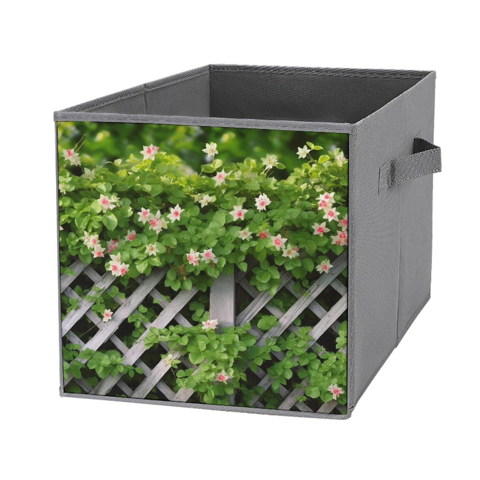 Bacs de rangement empilables en tissu imprimé fleuri pour placard de chambre