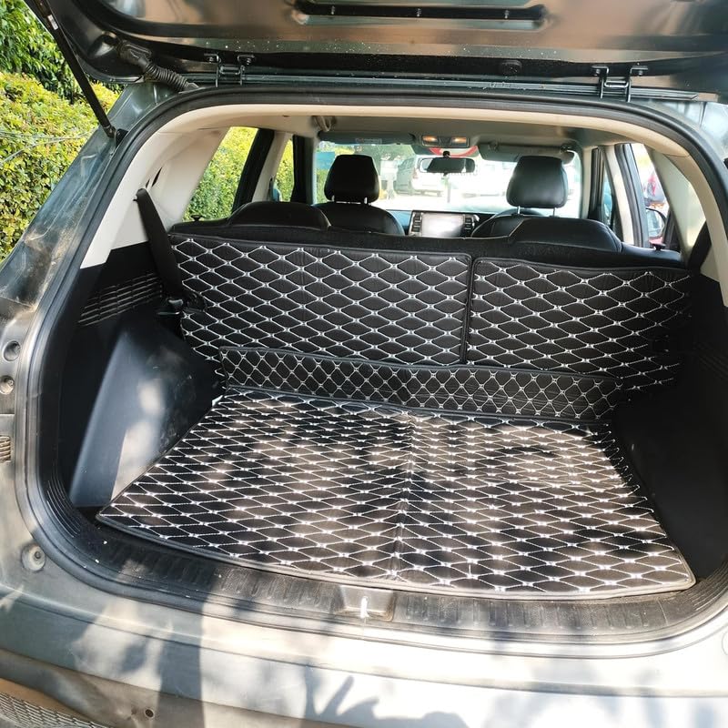 Image of CAPDELL 7D Premium Car Boot /Trunk Mat Compatible with Mahindra BE6||Luxury Leatherite Boot Mat||Set of 3pcs||Waterproof and Washable||Colour:-Black with Silver