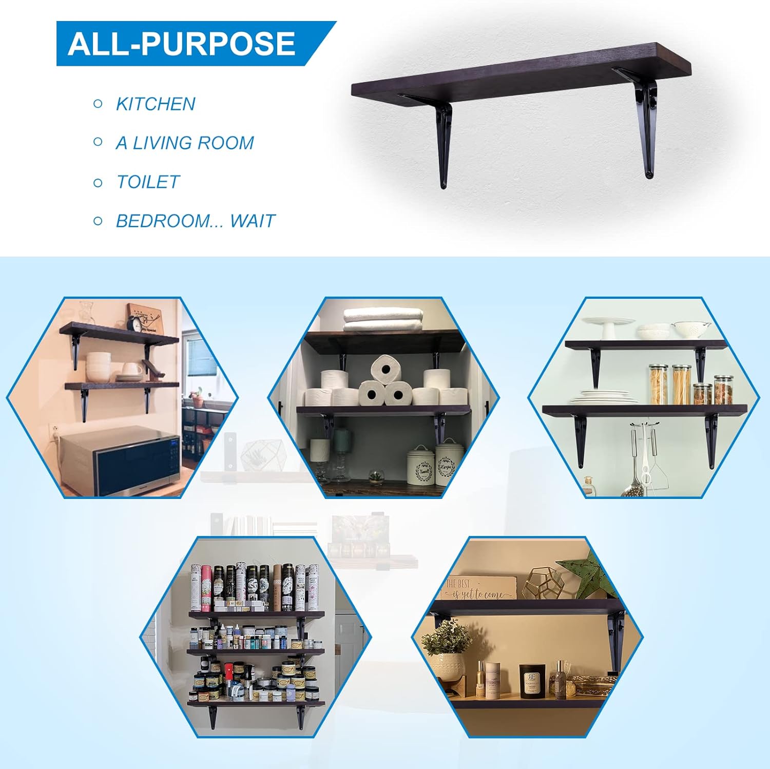 HEART ART 30 Pack Shelf Brackets - 12 Inch Heavy Duty, Floating L Brackets, Metal for Wall, 12'L x 10'H x1.8'W