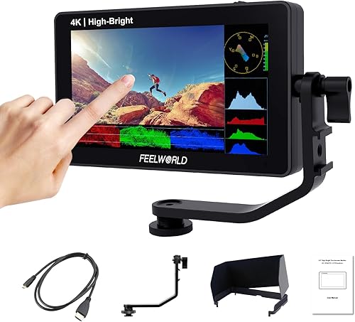 Miniatura 1 de FEELWORLD F6 PLUSX 5.5 pulgadas 1600nit Cámara DSLR de alto brillo Monitor de pantalla táctil de campo con forma de onda HDR 3D Lut Pequeño Full HD