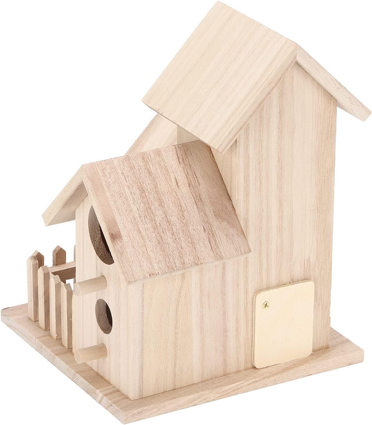 Bird Houses for Outside, 4 Hole Kids Adults DIY Birdhouse for Painting, Mini Handmade Arts and Crafts Wooden Bird House for Garden and Patio Decorative, 6.1" x 6.1" x 7.9" (3 Room)
