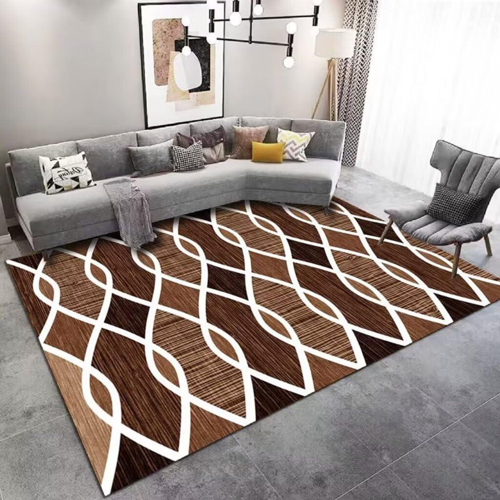 Tapis d'extérieur géométrique antidérapant 300x400cm lavable pour salon et chambre
