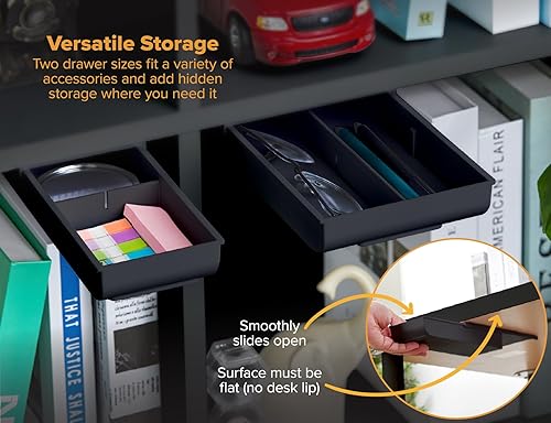 Miniatura 4 de Bostitch Konnect - Cajón para debajo del escritorio, organizador de almacenamiento autoadhesivo deslizante con 4 divisores personalizables, paquete