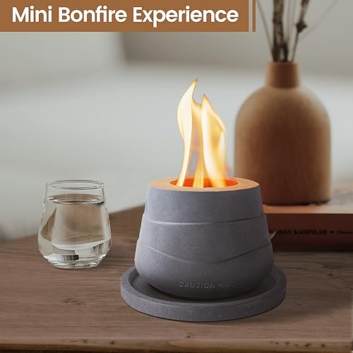 Miniatura 4 de Kante Fogata portátil de 5.1 pulgadas de ancho con alcohol de frotamiento para concreto con extintor de metal y base gris oscuro de 6 pulgadas,