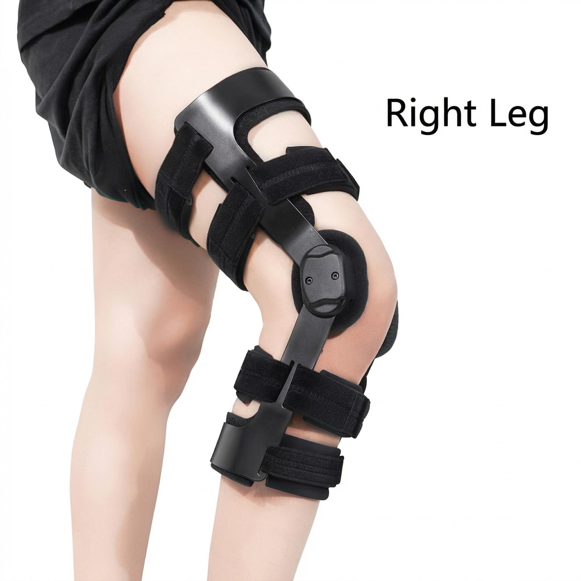 Kniebandage mit Gelenkschiene zur Stabilisierung Einstellbare ROM Knieschiene für Kreuzband Riss Meniskus Verletzung Sport Knieorthese für Damen Herren Atmungsaktiv Gelenkschutz(Links,M)