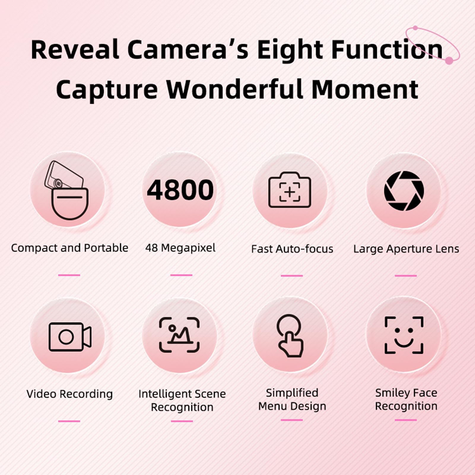 Aparat cyfrowy 1080p 48MP Dzieci Kamera wideo 2,4 -calowa ekran Auto Focus 16x Zoom Wbudowany w baterię 32 GB karta TF Czytnik USB Urodzin Birth Black Pink (Różowy)