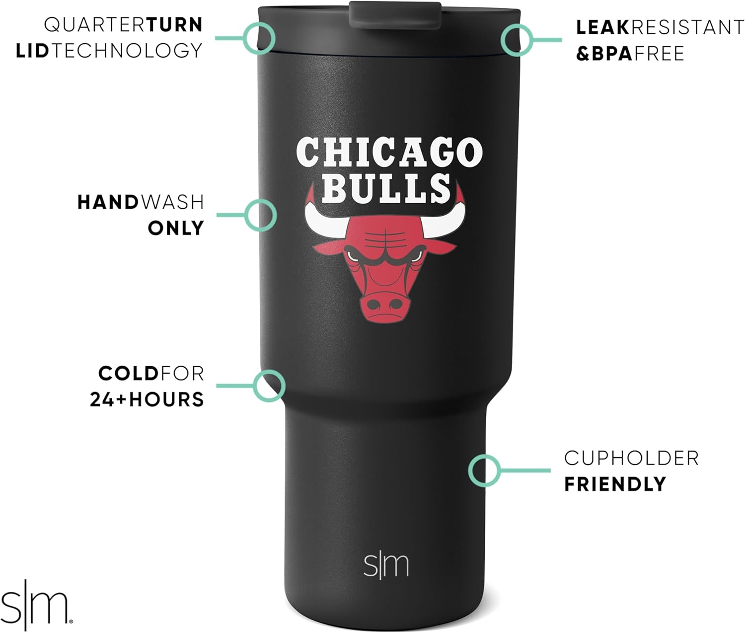 Simple Modern Officially Licensed NBA 30oz Tumbler with Flip Lid and Straws | Insulated Stainless Steel Cup | Trek Collection - Image 2