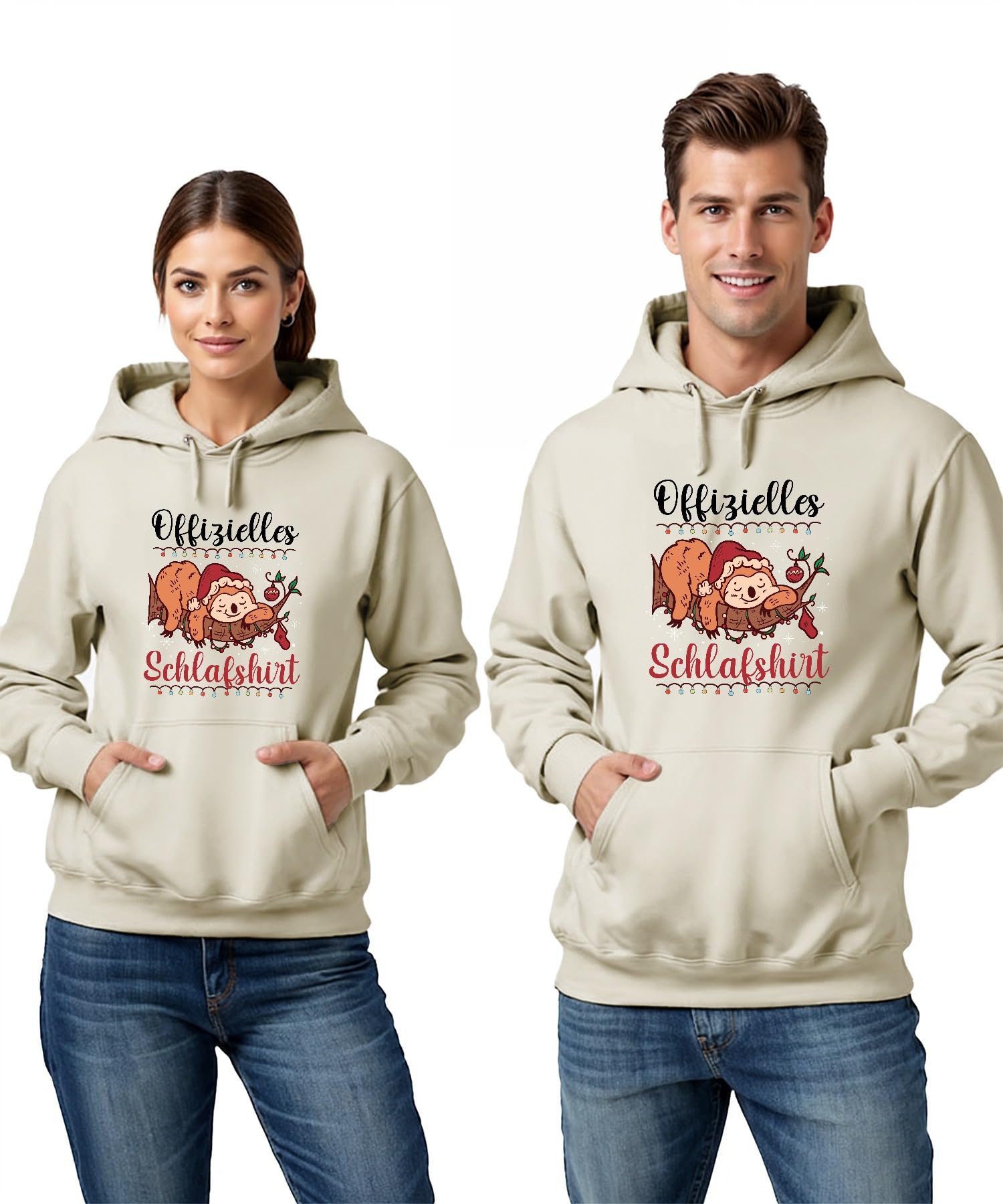Maglietta da notte ufficiale Faultier Christmas Unisex con cappuccio