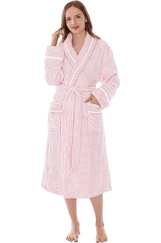 PAVILIA Women Plush Fleece Robe, Soft Textured Bathrobe,...