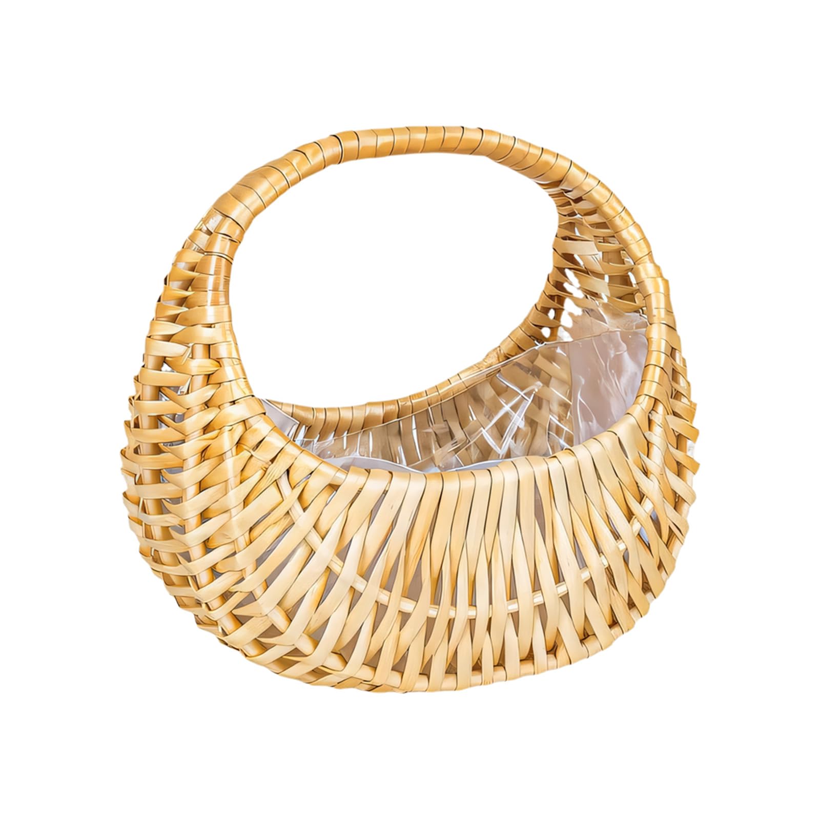ZEPFJHE Artisanal Handwoven Rattan Crescents Shape Basket Multipurpose Household Storage Container Multipurpose Planner Basket