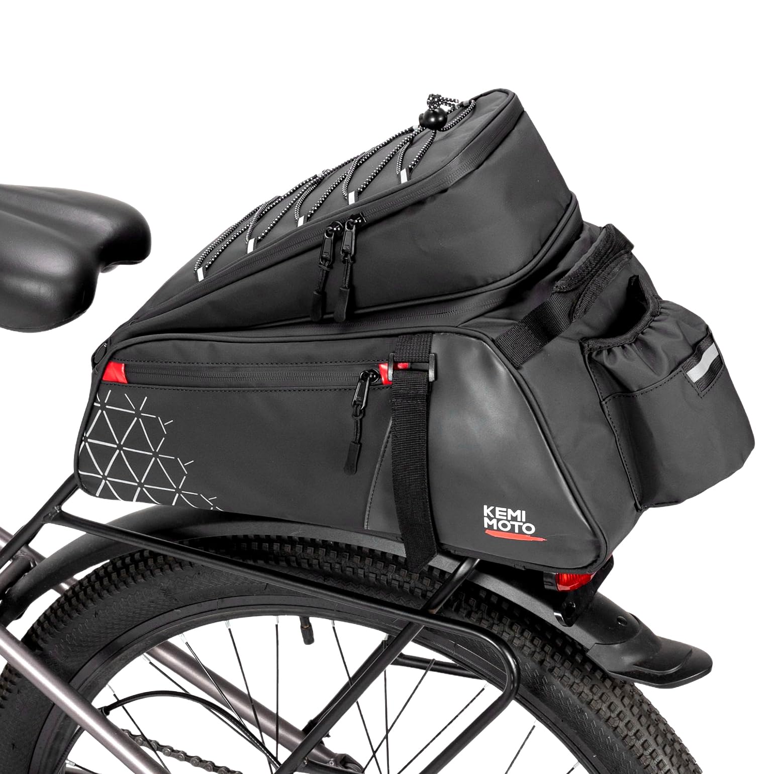 KEMIMOTO Borsa Bici Posteriore 3 in 1, 15L Borsa per Bicicletta Posteriori Impermeabile con Copertura Anti-Pioggia, Borse per Bici con Tracolla e Maniglia per Strada Bike Mountain Bike