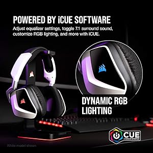 Corsair Void RGB Elite Wireless Gaming Headset 7.1 Surround Sound Omni-Directional Microphone Microfiber Mesh Earpads Up to 40ft Range iCUE Compatible PC, Mac, PS5, PS4 Carbon