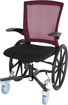 FLUX Troy Technologies - Dart Narrow Wheelchair - 21.75 W - Burgundy | For Small, Tight Spaces - Fits Adults & Seniors - Flip-Up Armrests & Adjustable Height - 300 lb Weight Capacity - Made in USA