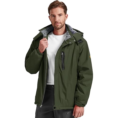 Men's Winter Skiing Jacket Waterproof Warm Snow Fleece LiningCoat Mountain Hooded Windproof Rain Jacket S-6XL