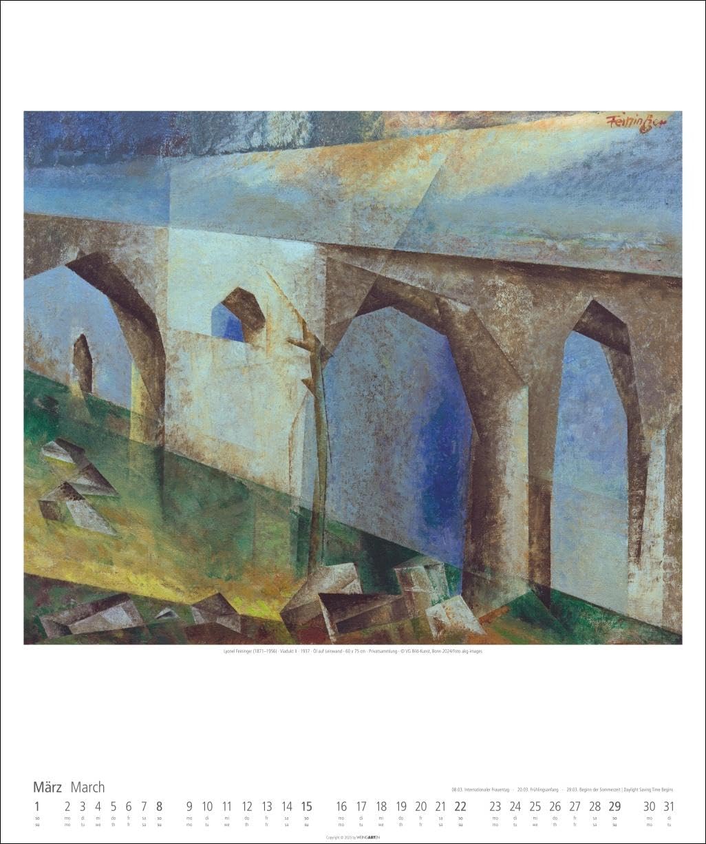 Lyonel Feininger Kalender 2026: Kubismus und Expressionismus in einem Kunstkalender im Großformat. Jahres-Wandkalender 2026, Format 46 x 55 cm.