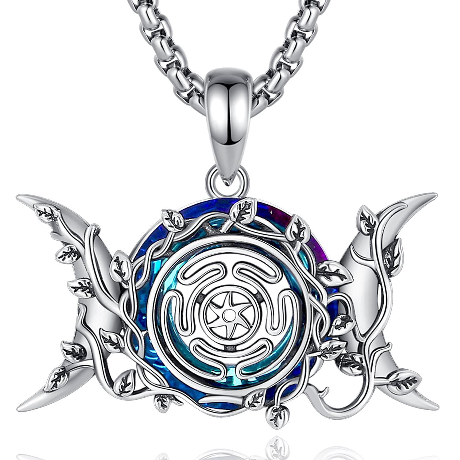 AEONSLOVE 925 Sterling Silver Lilith/Santa Muerte/Mushroom/Pentagram/Raven/Hecate/Italian Horn/Dragon and Phoenix Necklace Witchy Jewelry Gifts