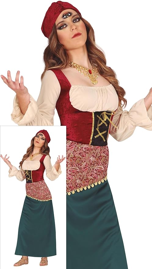 FIESTAS GUIRCA Disfraz de Vidente Misteriosa para Mujer - Disfraz de Vidente - Disfraces de Halloween para Mujer Talla Adolescente 14-16 Años