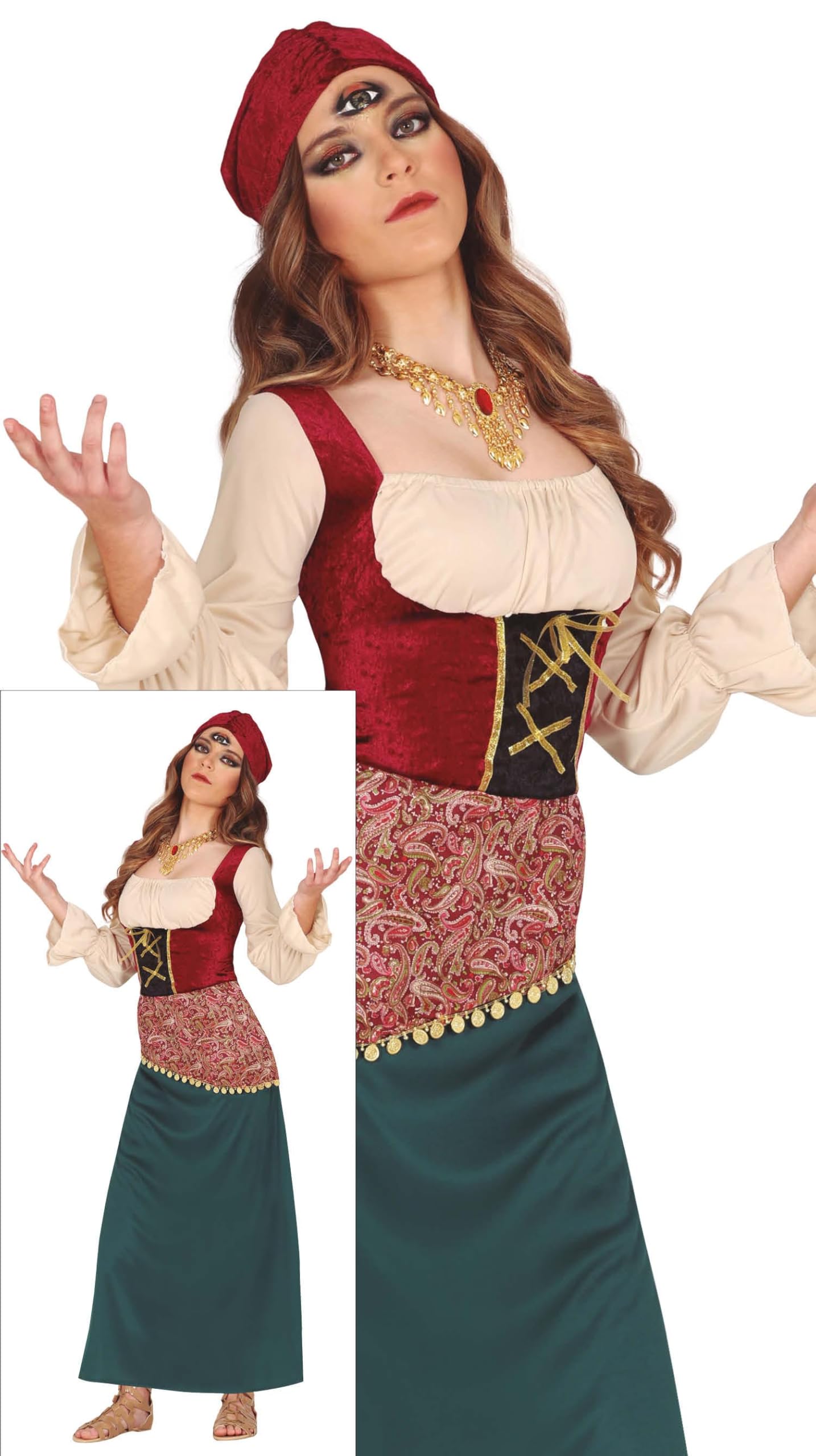FIESTAS GUIRCA Mysterious Fortune Teller Women Fancy Dress Costume, Gypsy Costume