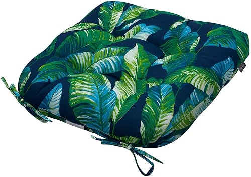 Miniatura 7 de Magpie Fabrics Paquete de 2 cojines de asiento copetudos de 19 x 19 pulgadas, cojines de patio en forma de U con lazos, almohadillas impermeables