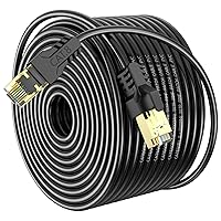 Vista 12 de Cable Ethernet Cat 8 de 8 pies, alta velocidad de 40 Gbps, 2000 Mhz, 26 AWG, conector RJ45 chapado en oro, para exteriores e interiores