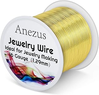 16 Gauge Jewelry Wire, 11 Yards Craft Wire Tarnish Resistant Copper Wire for Jewelry Making, Wire Wrapping and Crafting(Gold)