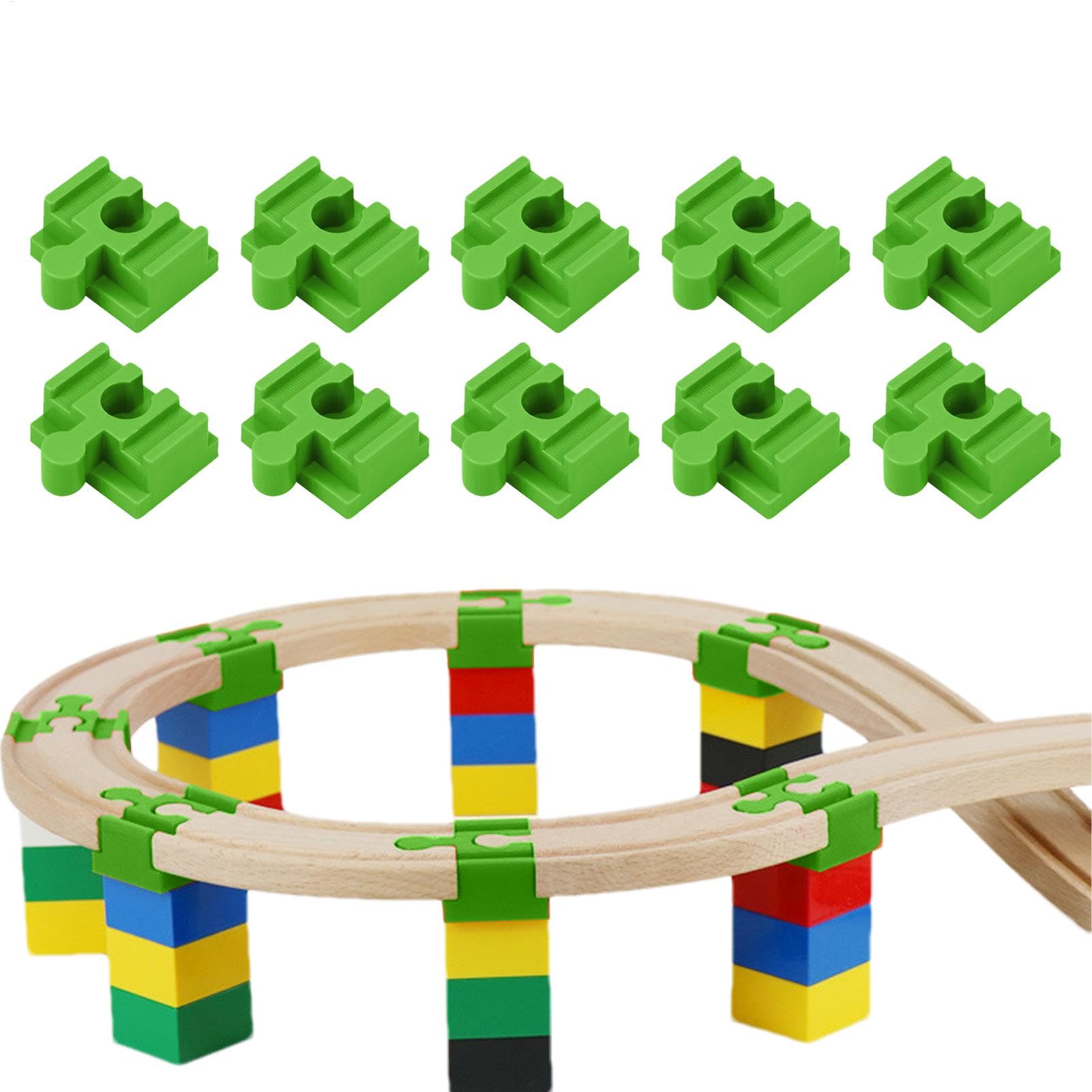 10 Pieces Train Track Connectors, Wooden Train Track Connectors Coupling Block, Toy Train Track Adapter, Wooden Train Track Accessories, For Kids Aged Over 3 Years Old