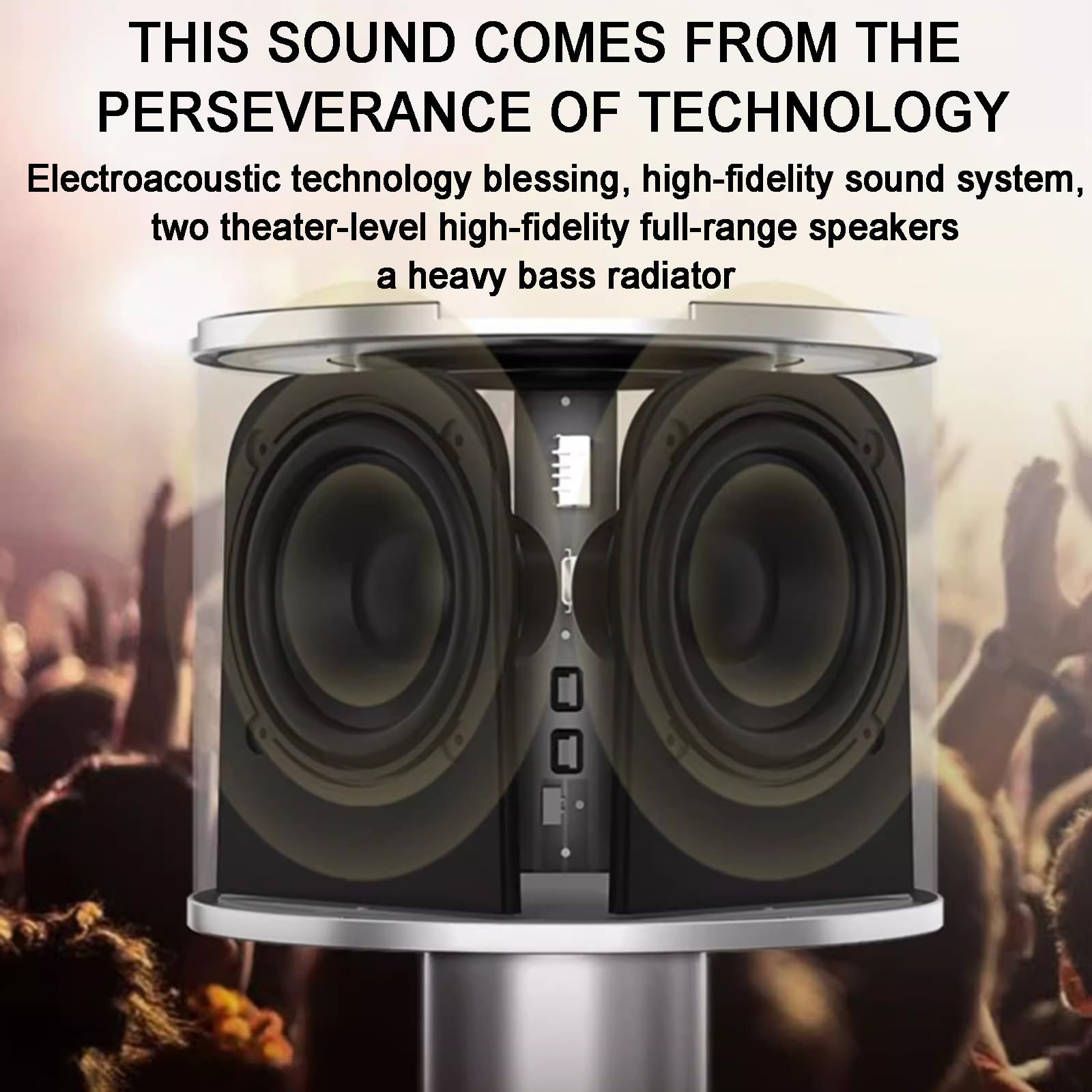 Mesa Auxiliar Inteligente con Altavoz Bluetooth HiFi, Mesa De Centro con Luz LED Ambiental, Mesa De Vidrio Templado, Conexión USB/USB, Mesa Auxiliar Redonda para Dormitorio, Sala De Estar