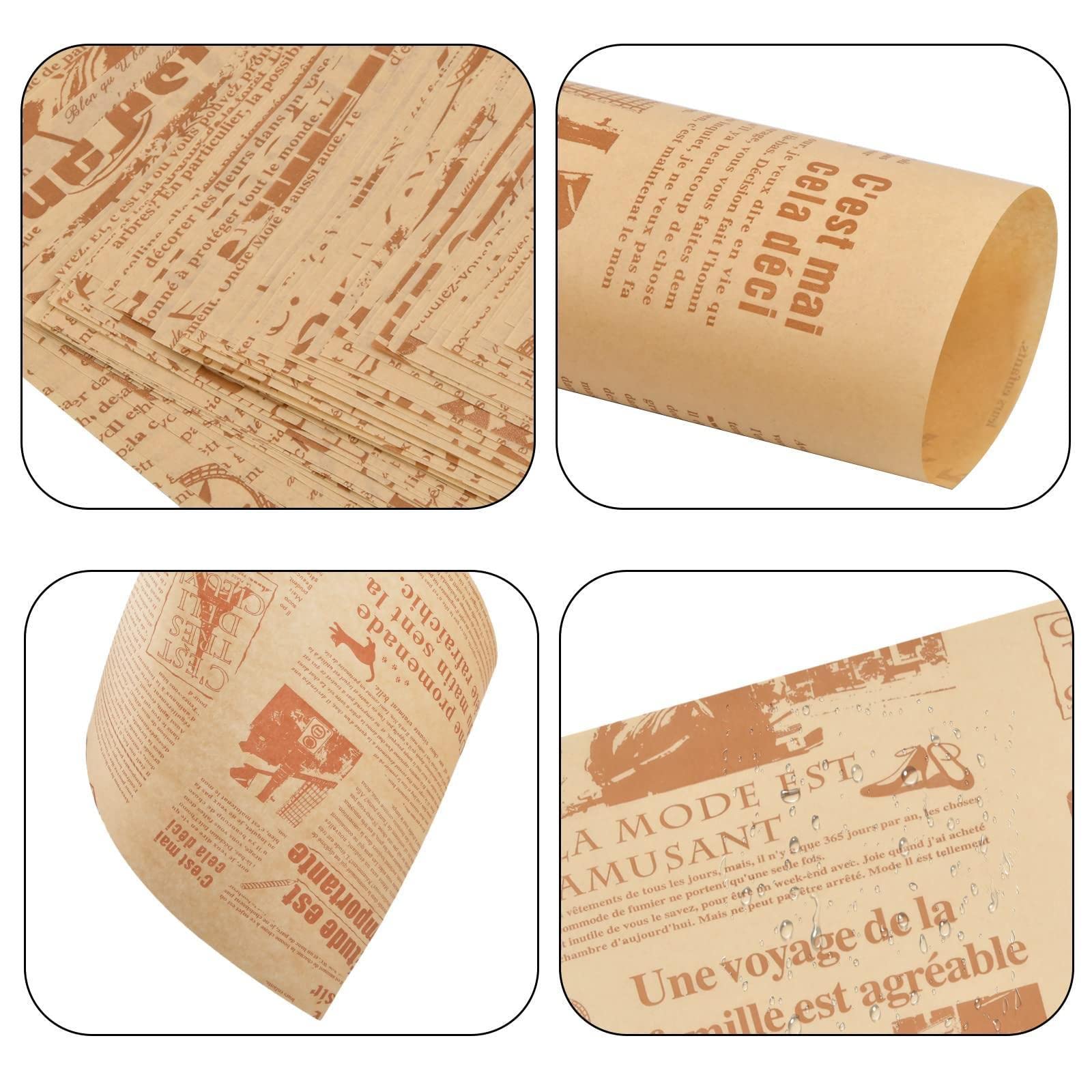 100 fogli di carta pergamena non sbiancata, 40 x 60 cm, fogli di pergamena pretagliati antiaderenti per cuocere, cucinare, grigliare, friggitrice ad aria e cottura a vapore, carta da forno