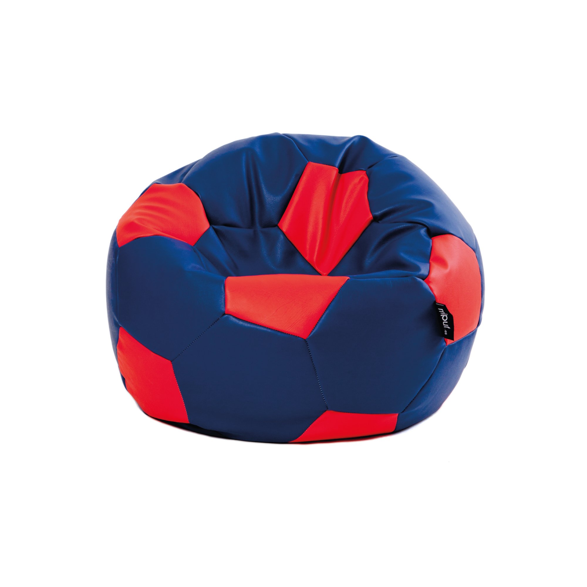 MiPuf - Puff Futbol | Puff Balon Futbol | Puff con Relleno Incluido 60cm | Puff Salon Tejido Polipiel Alta Resistencia | Puff Infantil para Habitacion Juvenil | Puff Infantiles | Puff Azul y Rojo