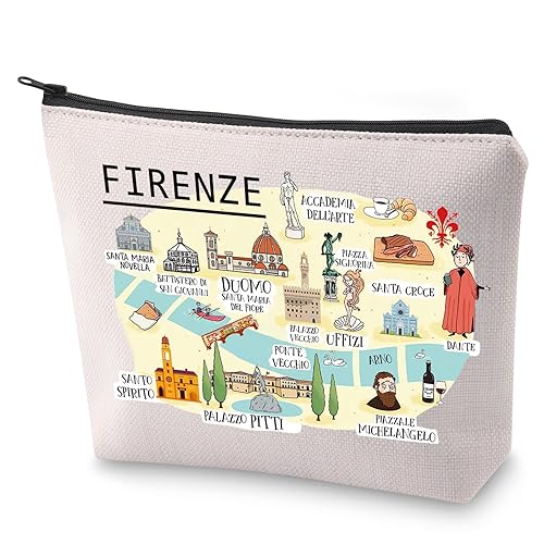 BLUPARK FIRENZE Map Makeup Bag Italia Vacation Cosmetic Bag Florence