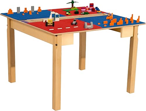 Miniatura 29 de Time-2-Play - Mesa de juego para niños, compatible con ladrillos Lego, madera contrachapada de abedul extra resistente, 35 pulgadas de ancho x 31