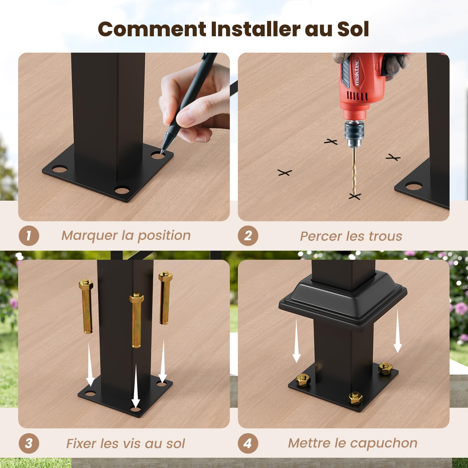 COSTWAY Main Courante pour Escalier 0-4 Marches en Métal