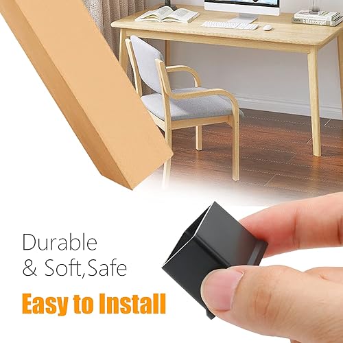 Miniatura 4 de Suiwotin 24 tapas rectangulares de goma de PVC para patas de silla 1181in x 0591in tapas de pie de mesa negras para muebles tapa de extremo de patas